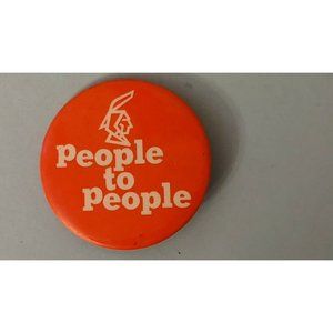 Vintage People to People Red w/ Indian Pinback Button Pin Rare!